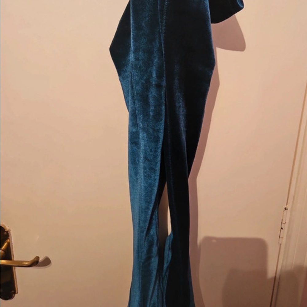 Elegant Teal Velvet OTK Boots